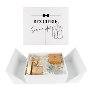 Personalizowany Wedding Box z prośbą o świadkowanie dla niego z Wódką Belvedere