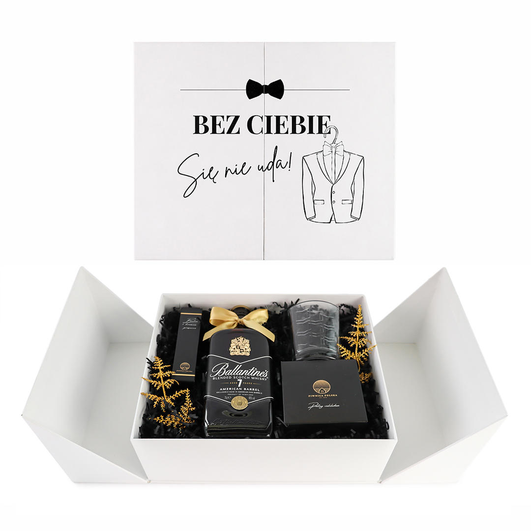 Personalizowany Wedding Box z Prośbą o Świadkowanie dla Niego z Whisky Ballantine’s 7YO