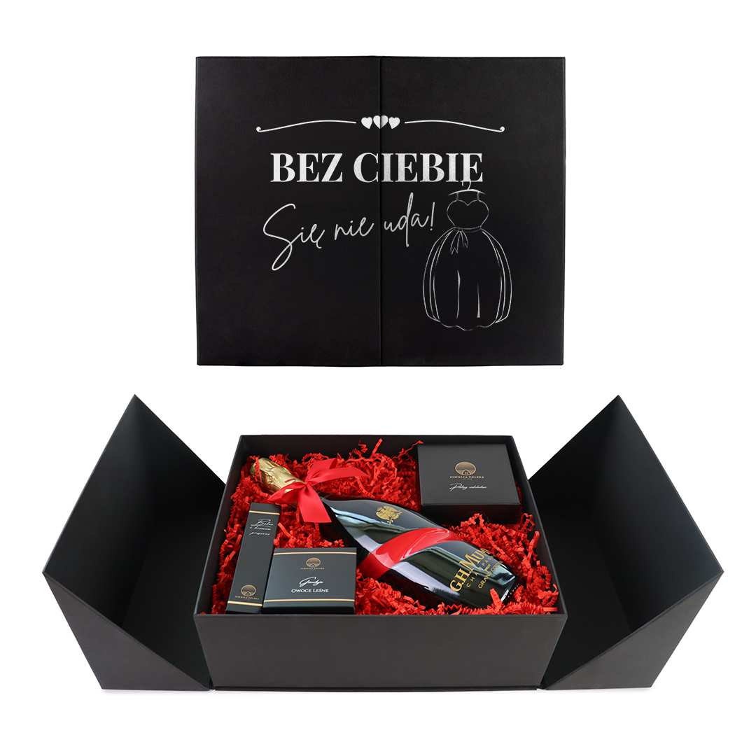 _0032_mumm wedding box bez ciebie ona 2 Personalizowany Wedding Box z prośbą o świadkowanie dla niej z Szampanem G.H. Mumm