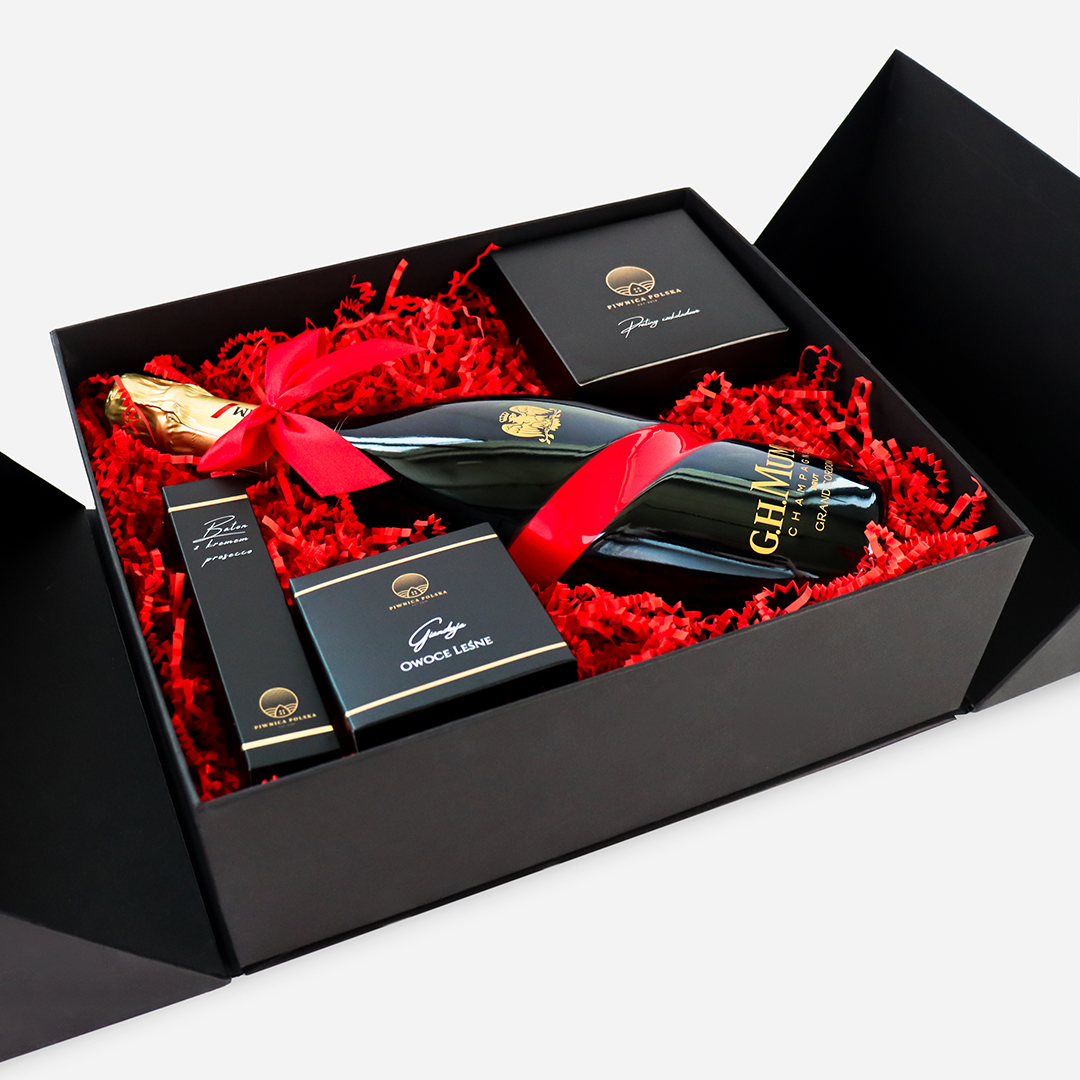 Personalizowany Wedding Box z prośbą o świadkowanie dla niej z Szampanem G.H. Mumm