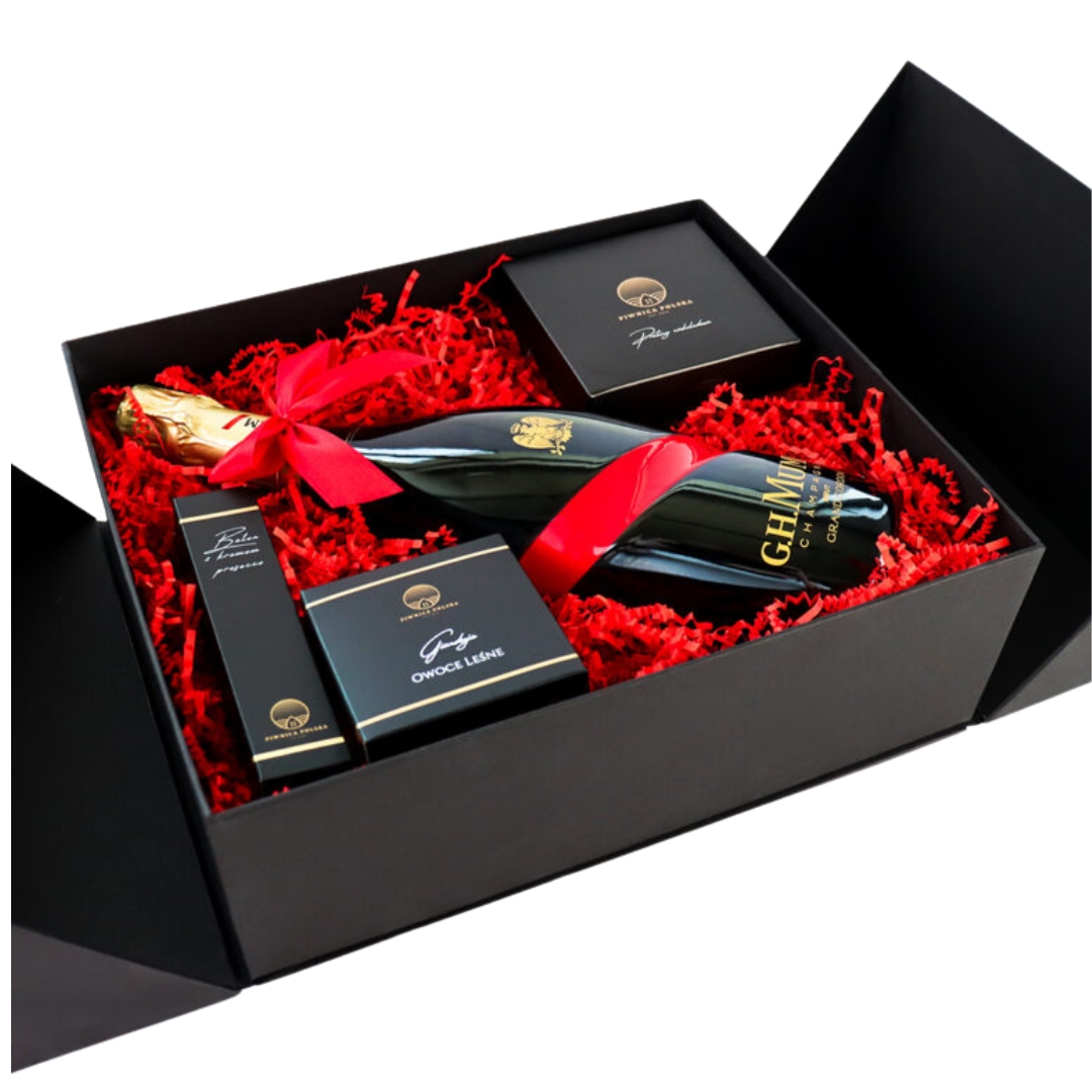 Projekt bez nazwy (25) Personalizowany Wedding Box z prośbą o świadkowanie dla niej z Szampanem G.H. Mumm