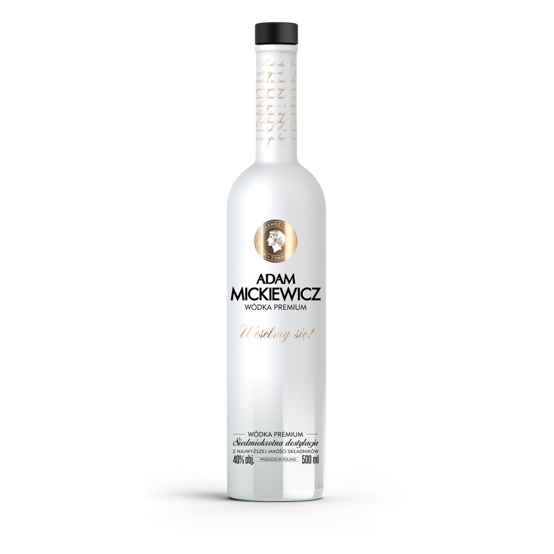 AM_Weselna_500_wizualizacja WÓDKA ADAM MICKIEWICZ 0,5L 40% WESELMY SIĘ!