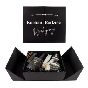Personalizowany Wedding Box z podziękowaniami dla Rodziców z Whisky Jim Beam 7YO i Likierem Sheridan's