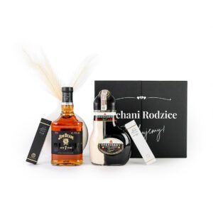 Personalizowany Wedding Box z podziękowaniami dla Rodziców z Whisky Jim Beam 7YO i Likierem Sheridan's