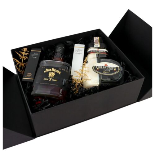 Personalizowany Wedding Box z podziękowaniami dla Rodziców z Whisky Jim Beam 7YO i Likierem Sheridan's