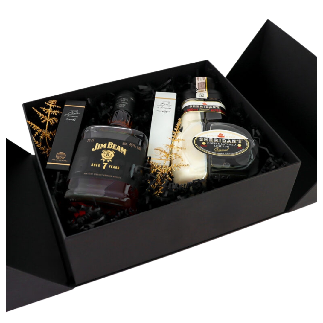 Projekt bez nazwy (13) Personalizowany Wedding Box z podziękowaniami dla Rodziców z Whisky Jim Beam 7YO i Likierem Sheridan's